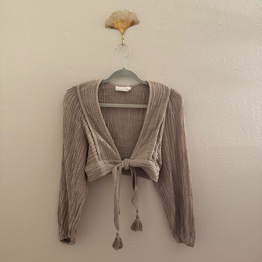 Zimmermann Women's Taupe Tie-Front Top